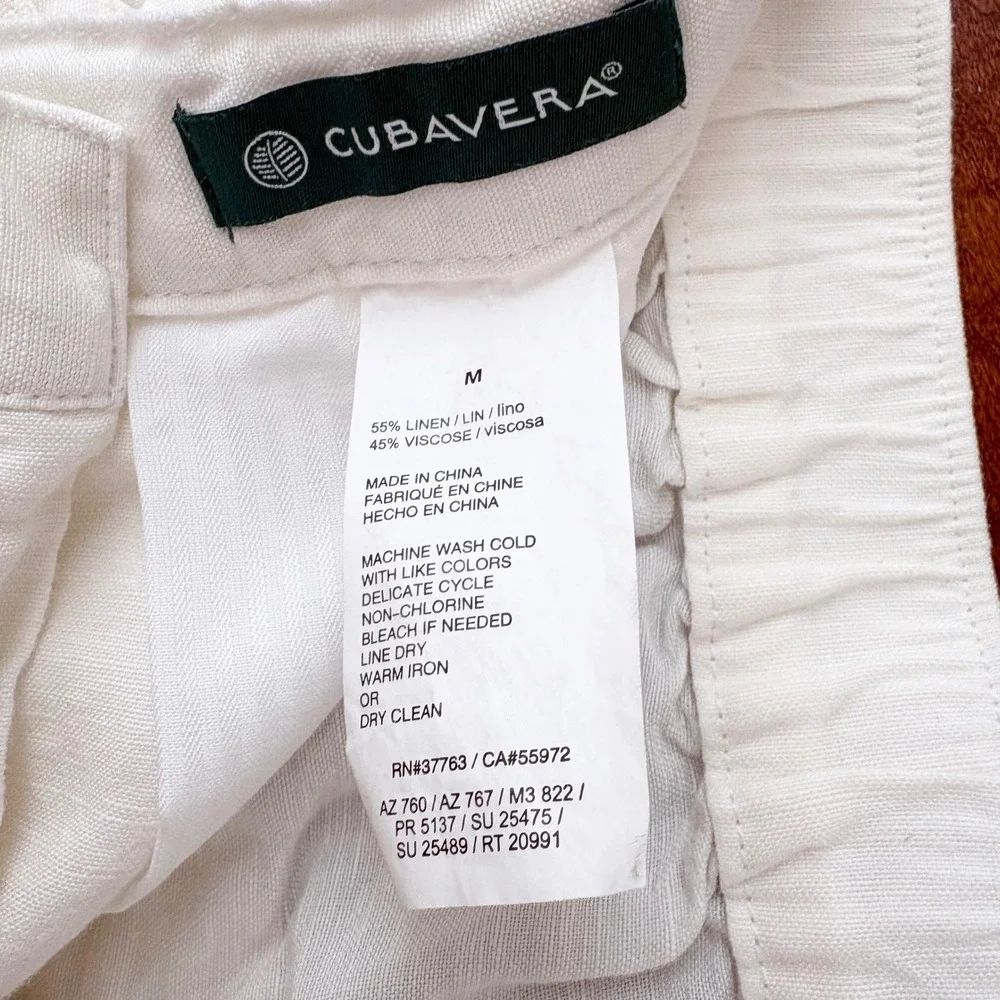 Cubavera‎ Linen Blend Pants Men M White Drawstring Relaxed Beach Trousers